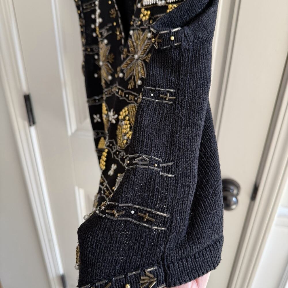 Vintage 1997 Claudia D. Women’s Winter Holiday Beaded Sweater Vest Size XL - Picture 12 of 16